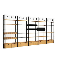 iron and wooden shelves wall shelving display for shop - Kaso Shelves