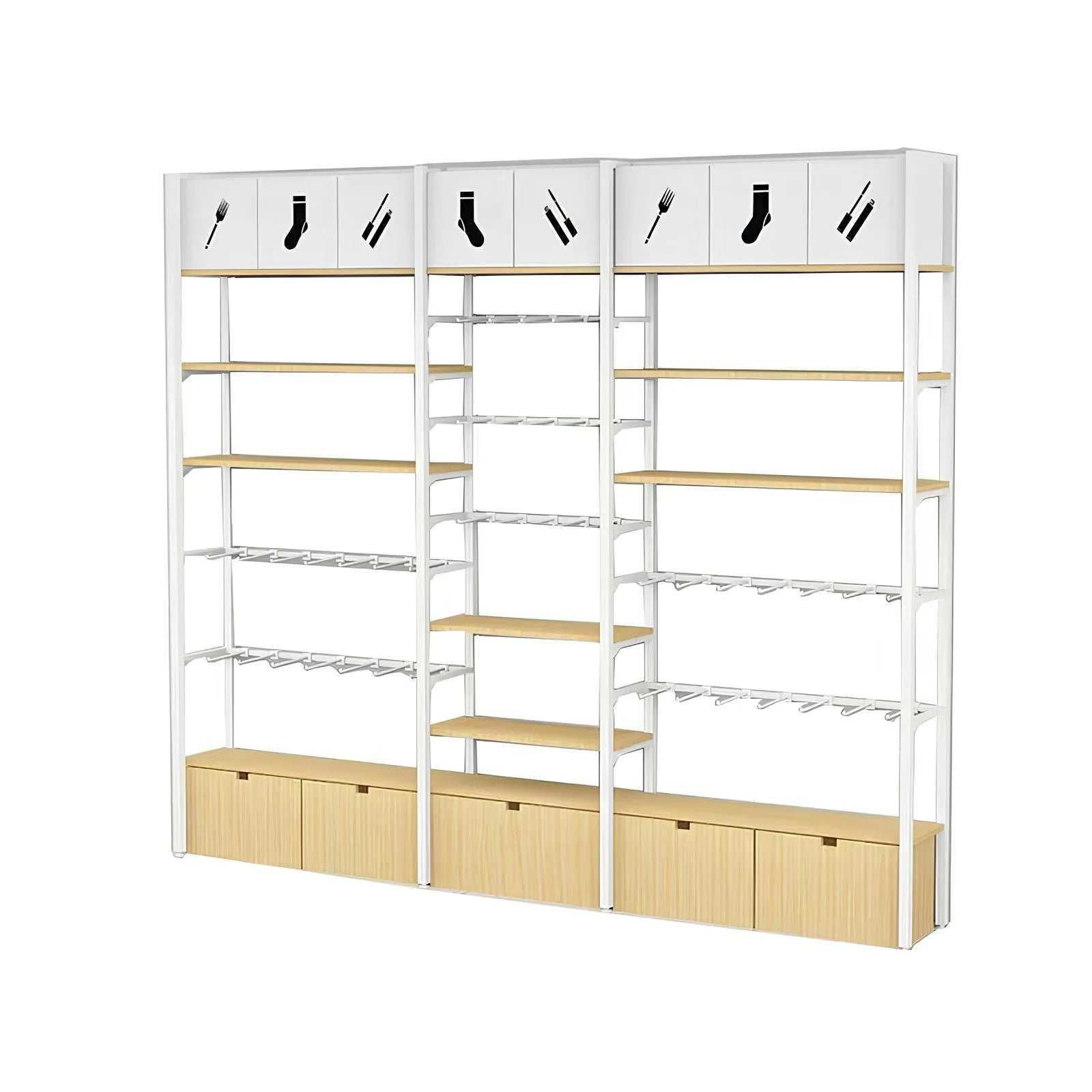 steel and wooden shelves wall shelving display - Kaso Shelves